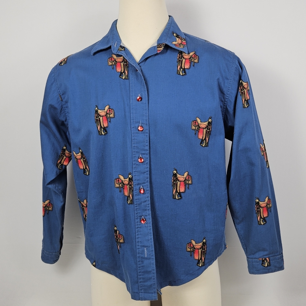 Vintage Barn Fly western saddle button front long sleeve top size large